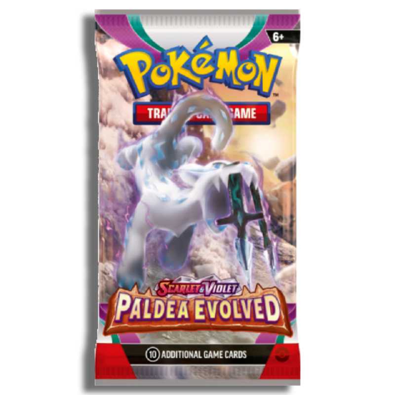 Pokemon booster pack kopen van Paldea Evolved met 10 Pokemon kaarten, verkrijgbaar bij Luiopzondag.nl