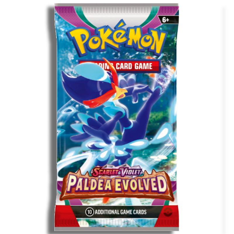 Pokemon booster pack kopen van Paldea Evolved met 10 Pokemon kaarten, verkrijgbaar bij Luiopzondag.nl