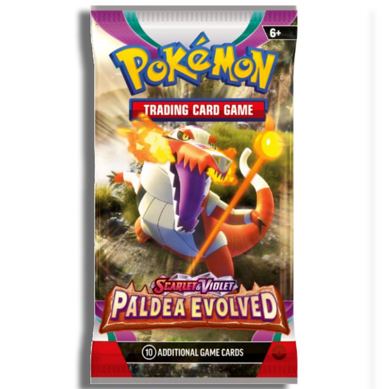 Pokemon booster pack kopen van Paldea Evolved met 10 Pokemon kaarten, verkrijgbaar bij Luiopzondag.nl